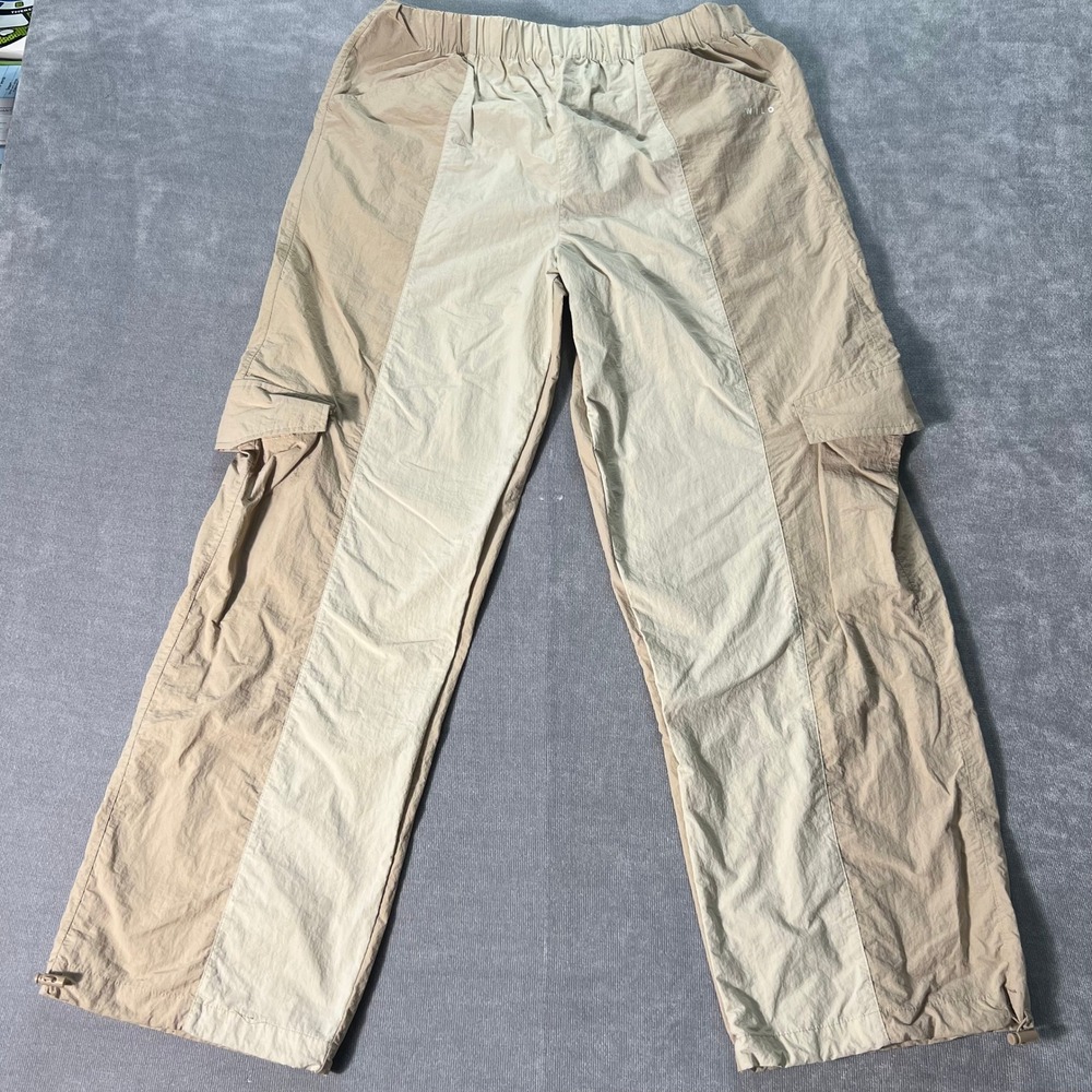 Wilo The Label Mens Cargo Pants Large Tan Beige Colorblock Nylon Streetwear